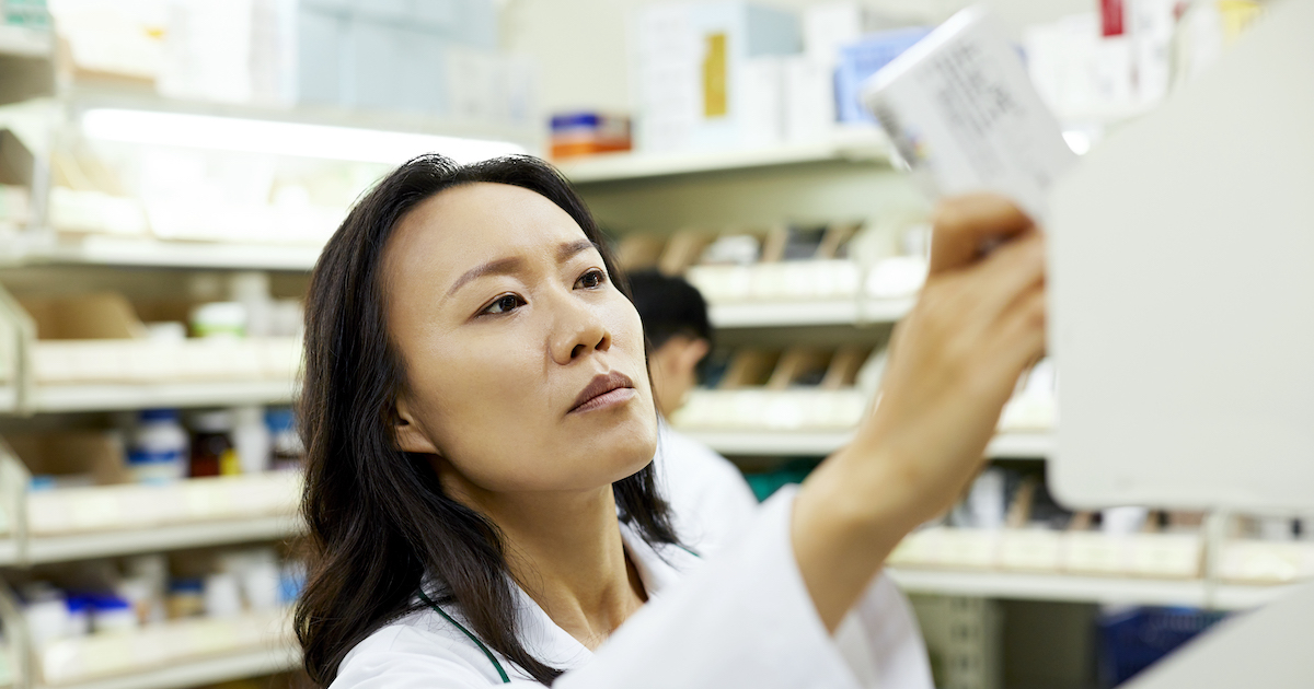 Pharmacist getting prescription