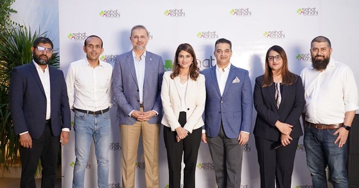 Sehat Kahani co-founder Dr Sara Saeed Khurram (center) together with Series A funding round investors