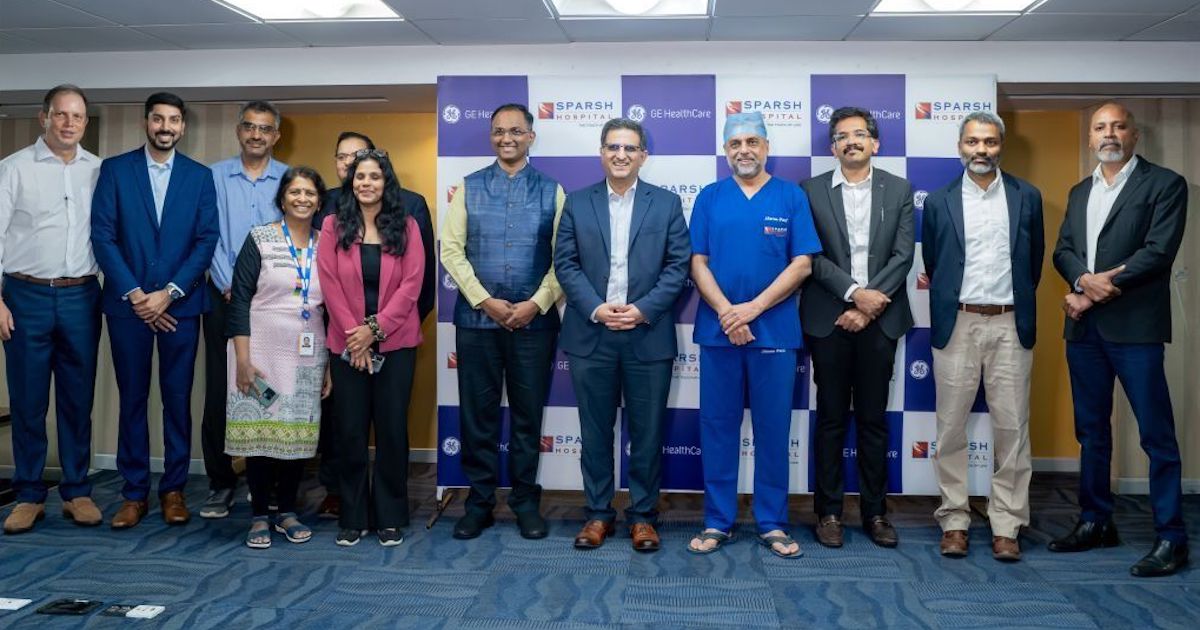 Representatives of Sparsh Hospitals and GE HealthCare India during an MOU signing