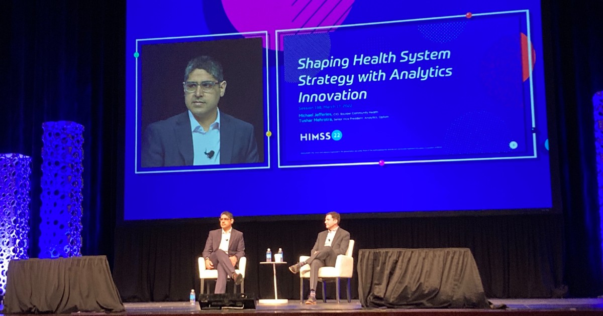 Optum Senior Vice President of Analytics Tushar Mehrotra and Boulder Community Health Chief Information Officer Michael Jefferies