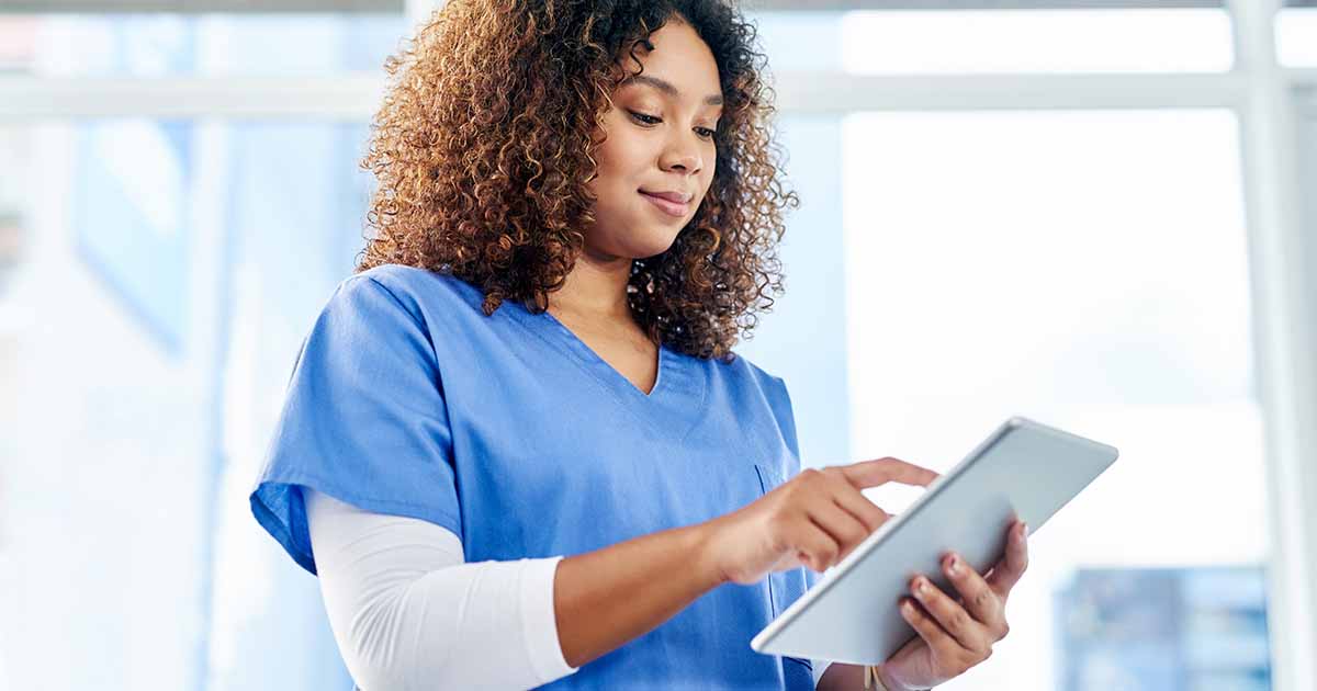 Nurse using tablet