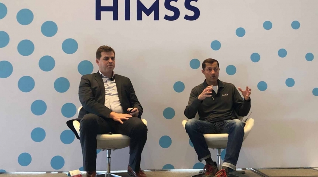 Brian Scarpelli, left, executive director of Connected Health Initiative and Robert Jarrin, strategic advisor for ResMed, presented "The Future of Digital Health Coding and Payment" at HIMSS23.