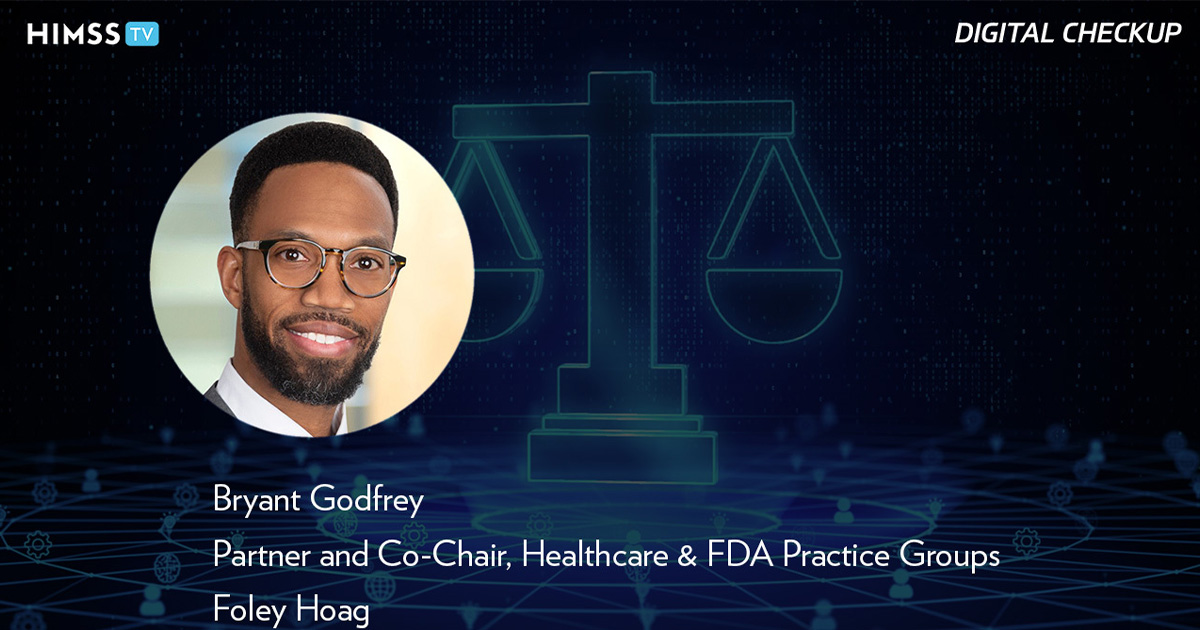Bryant Godfrey at Foley Hoag_3D animation of AI and justice scale by shivkantsharma07/Creatas Video+/Getty Images Plus