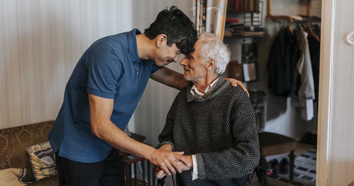 Person embracing another person