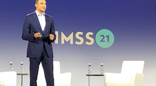 Darryl Gibbings-Isaac of Accenture, gives results of a HIMSS Trust survey, at The Future of Healthcare during HIMSS21.