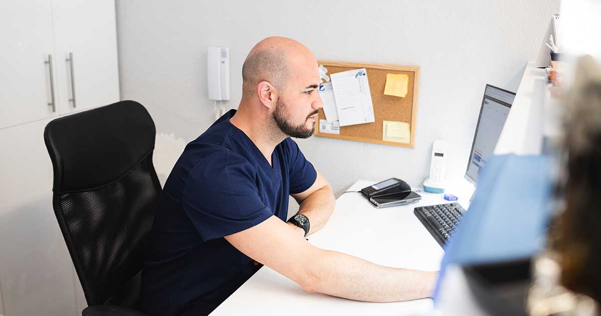 doc at computer