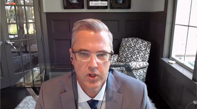 Dr. Jason Tibbels of Teladoc speaks during a virtual Ways and Means meeting.