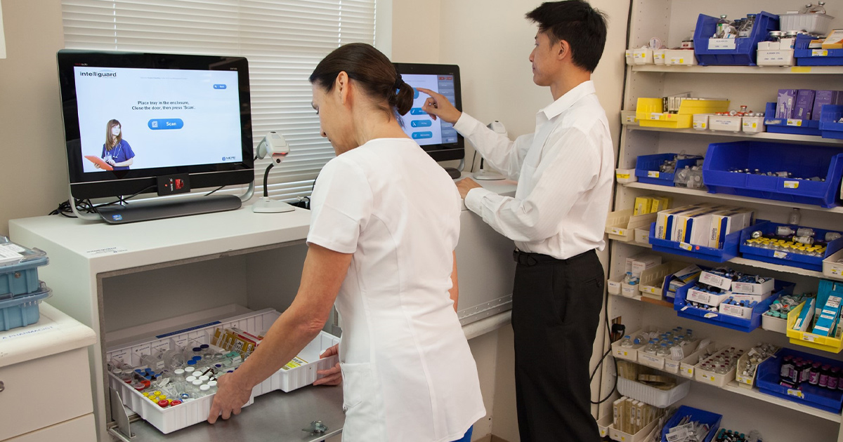 Workers in a pharmacy