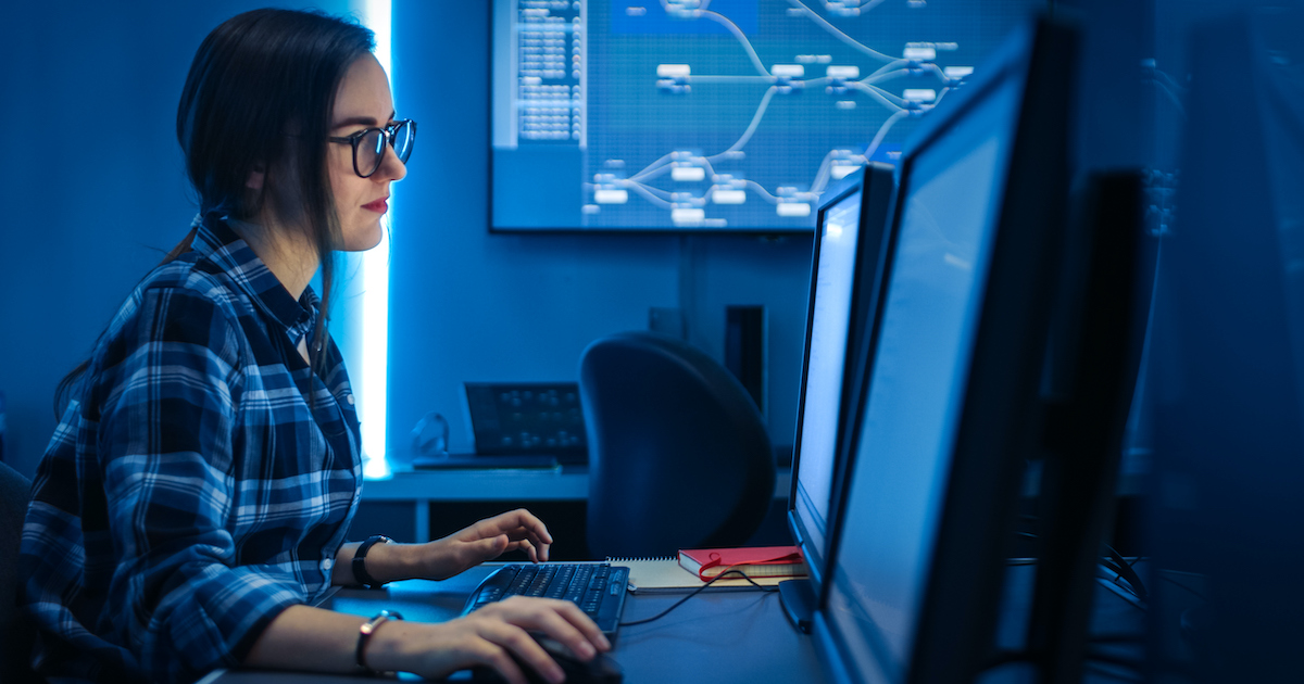 Cybersecurity professional at computer
