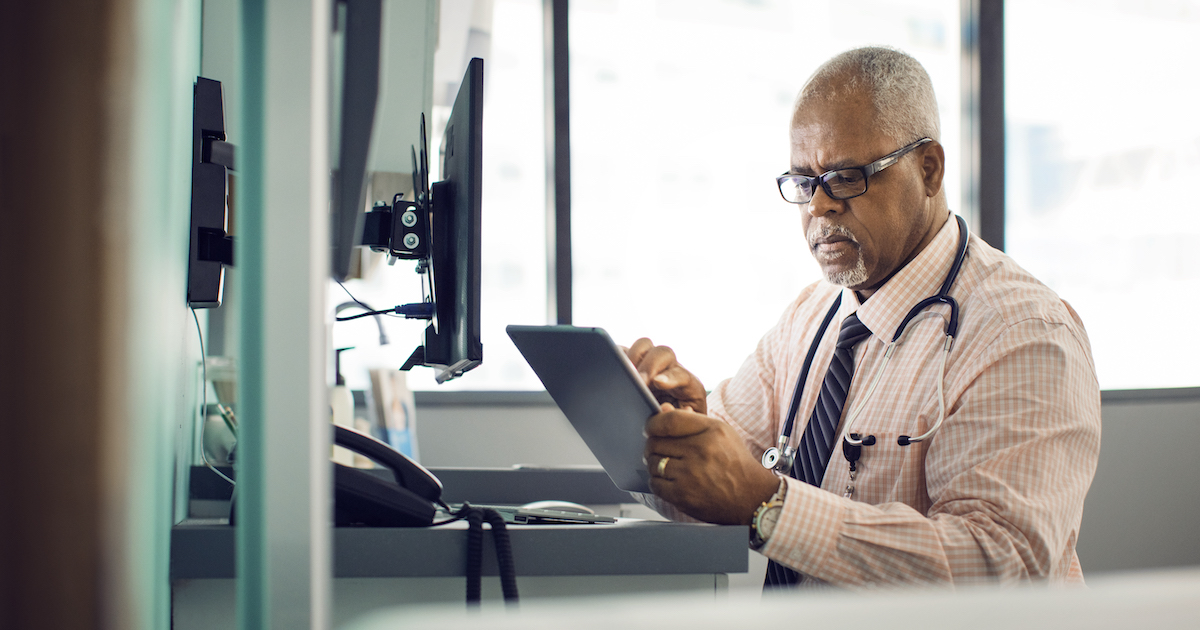 Doctor using a tablet