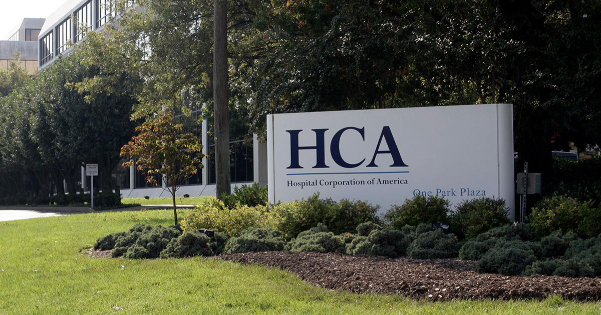 A sign at HCA headquarters