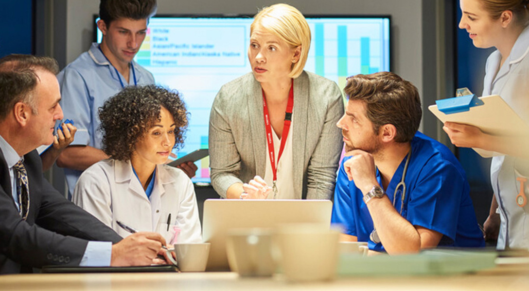 Healthcare workers meeting