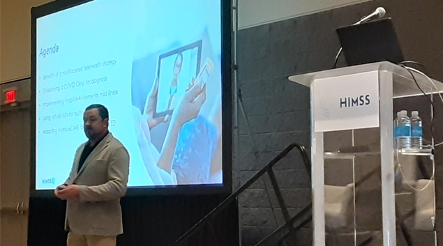 Avera Chief Medical Information Officer and Chair of Family Medicine Dr. Andy Burchett speaks at the HIMSS22 conference in Orlando.