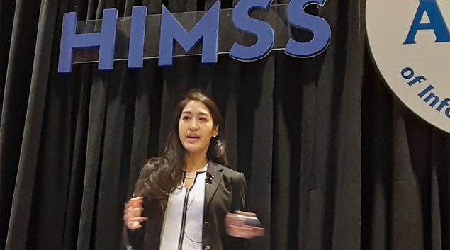 Dr. Amy Ho, senior vice president and chief of clinical informatics at Integrative Emergency Services, speaks at HIMSS22 in Orlando on Monday.