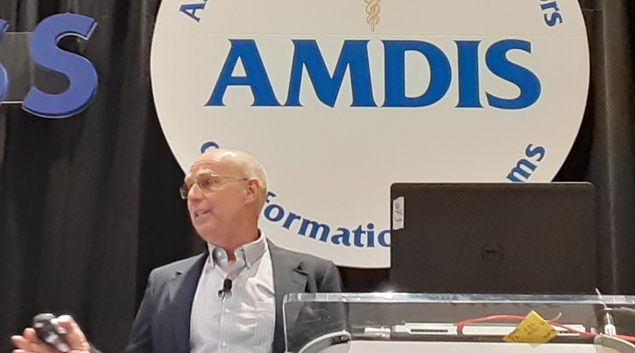 Dr. Dean Sittig, professor at the University of Texas Health Science Center at Houston, speaks at the HIMSS22 conference in Orlando.