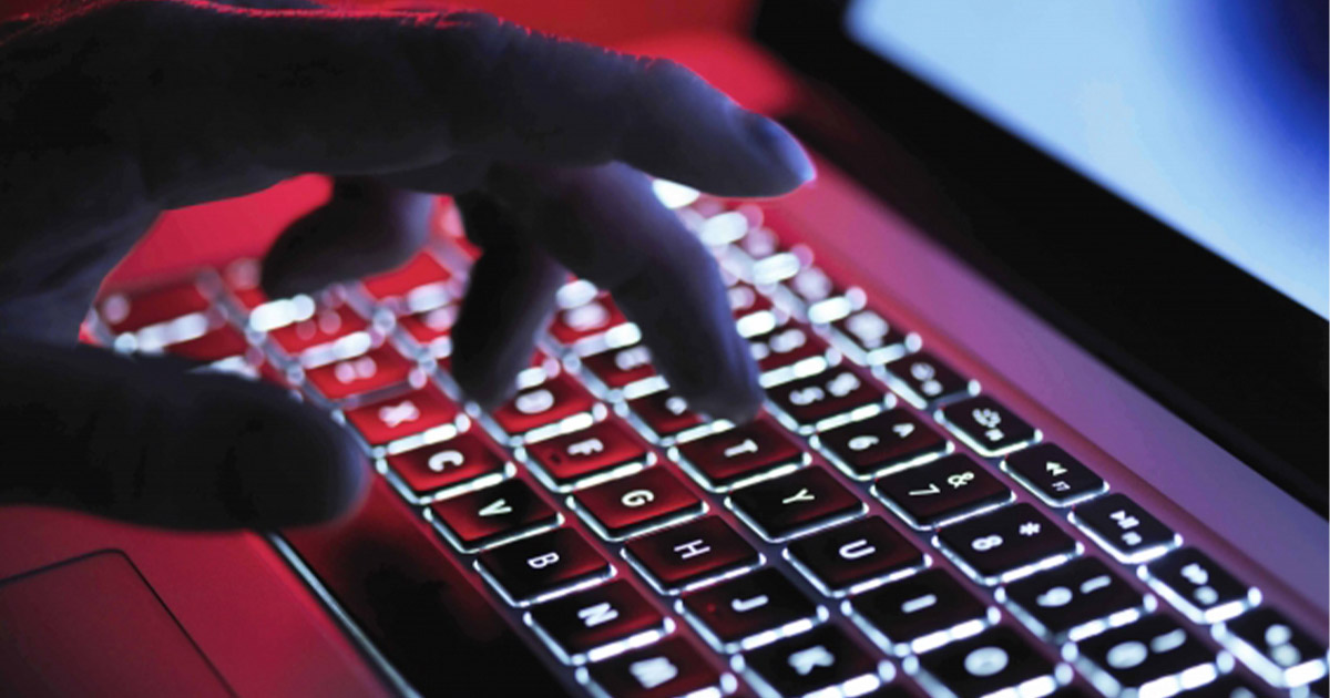 Hand on keyboard