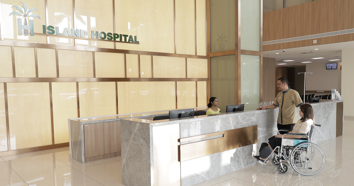 Reception counter at Island Hospital