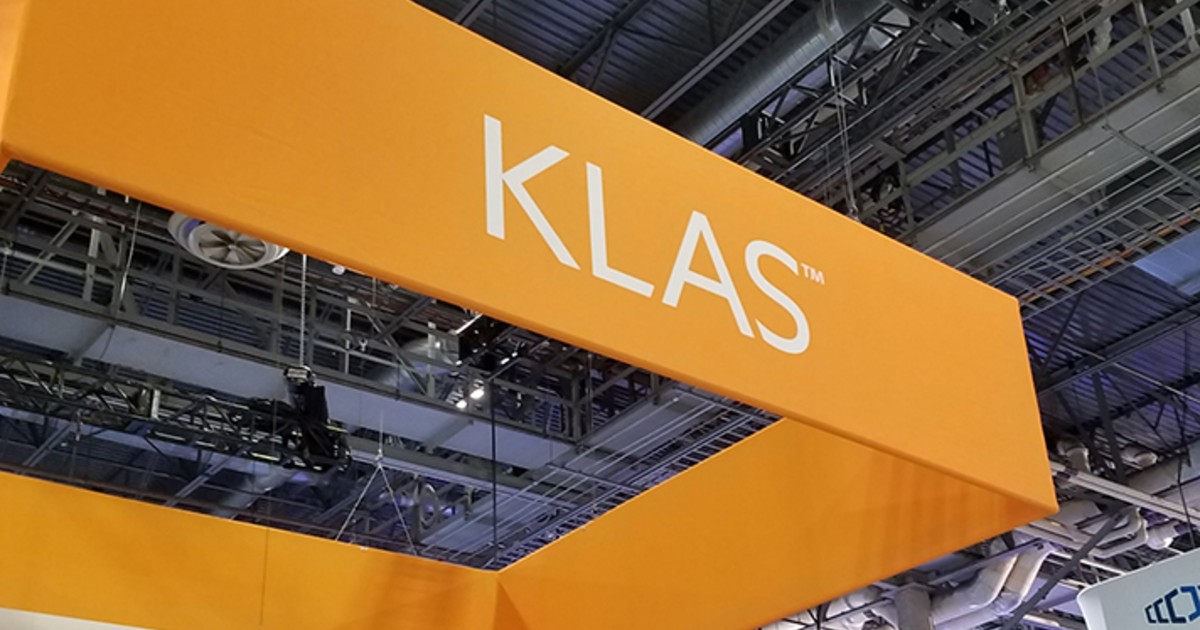 KLAS banner at an event booth