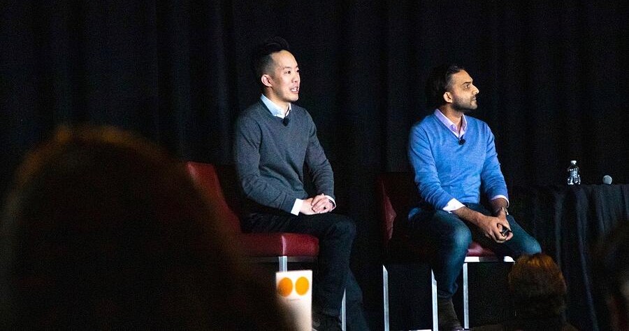 Komodo Health cofounders on a stage