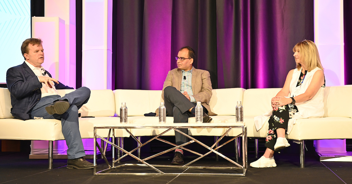 Aaron Martin, Vikas Chowdhry and Kerri Webster during the Leadership Panel: State of the Industry