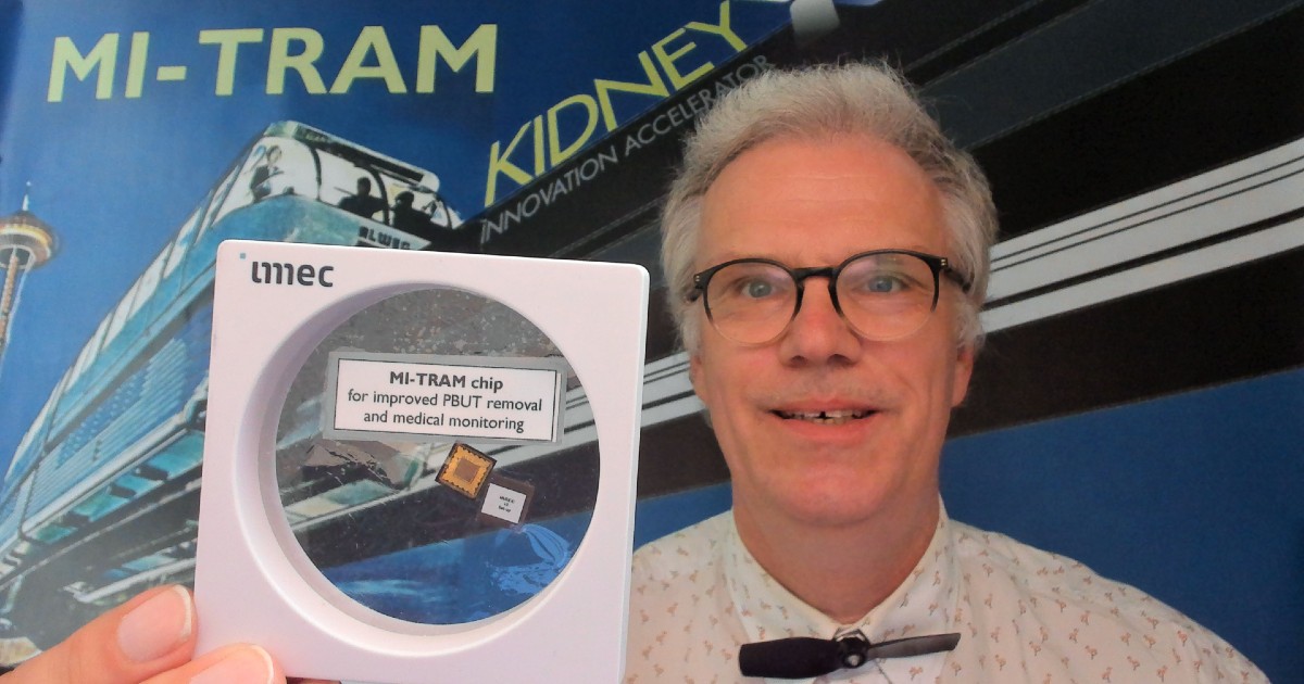 Fokko Wieringa of imec holds the MI-TRAM chip