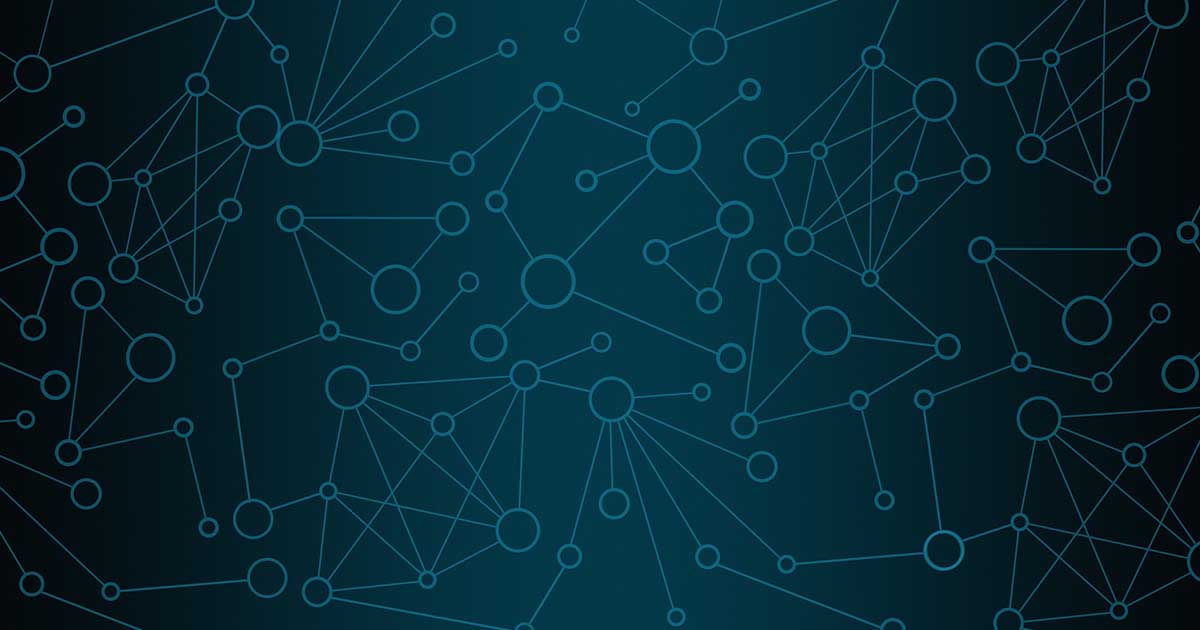 Abstract image of digital network connectivity shown with dots and lines