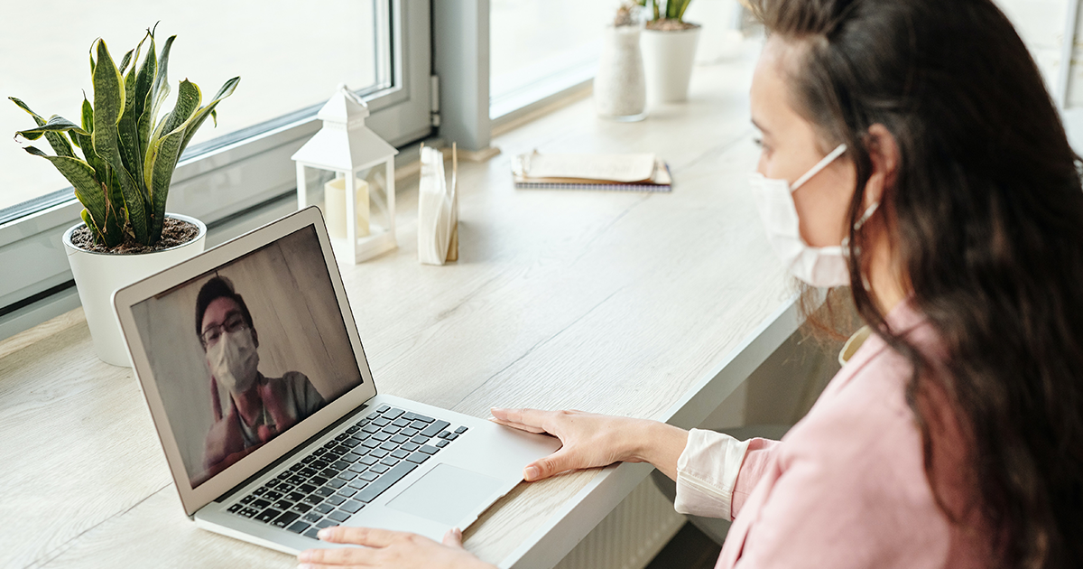 A telehealth visit via laptop