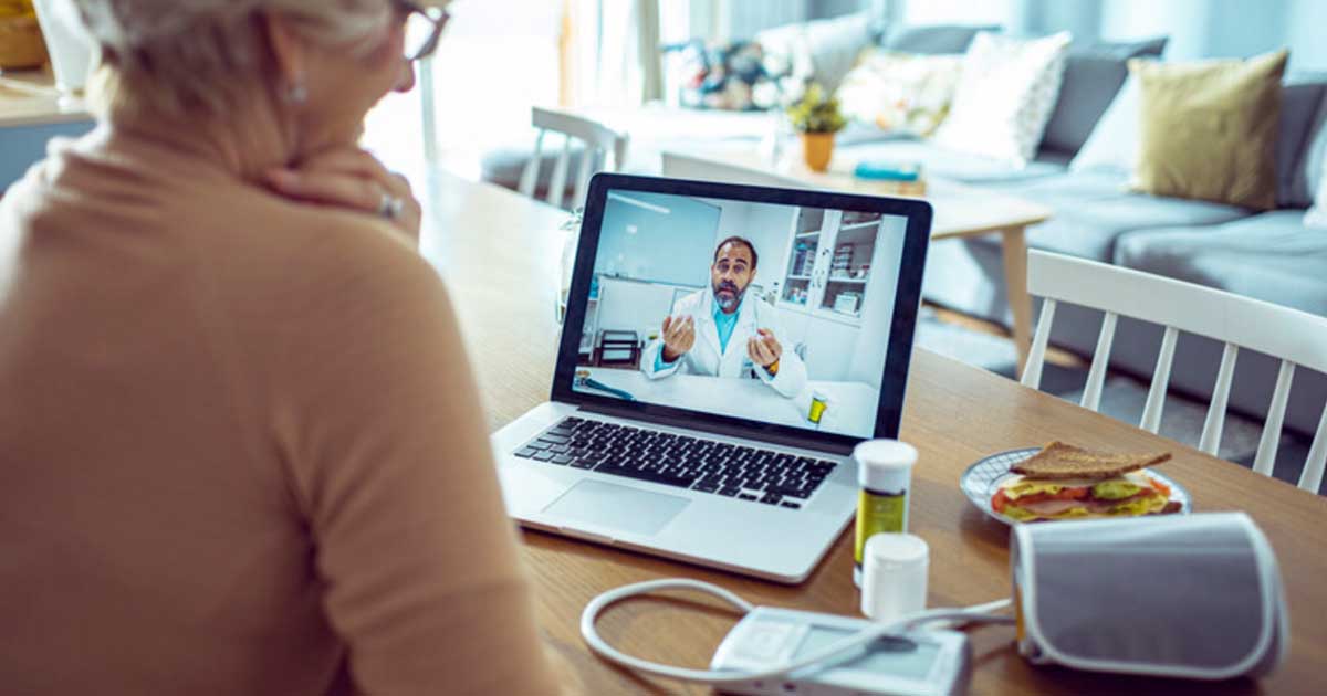 A telehealth visit via laptop
