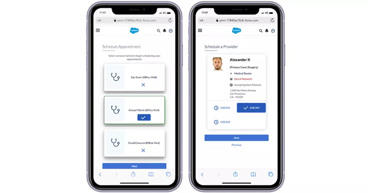 Examples of the app's screens
