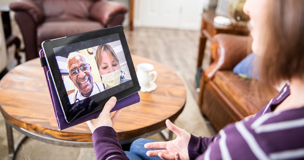 Telehealth appointment on a tablet