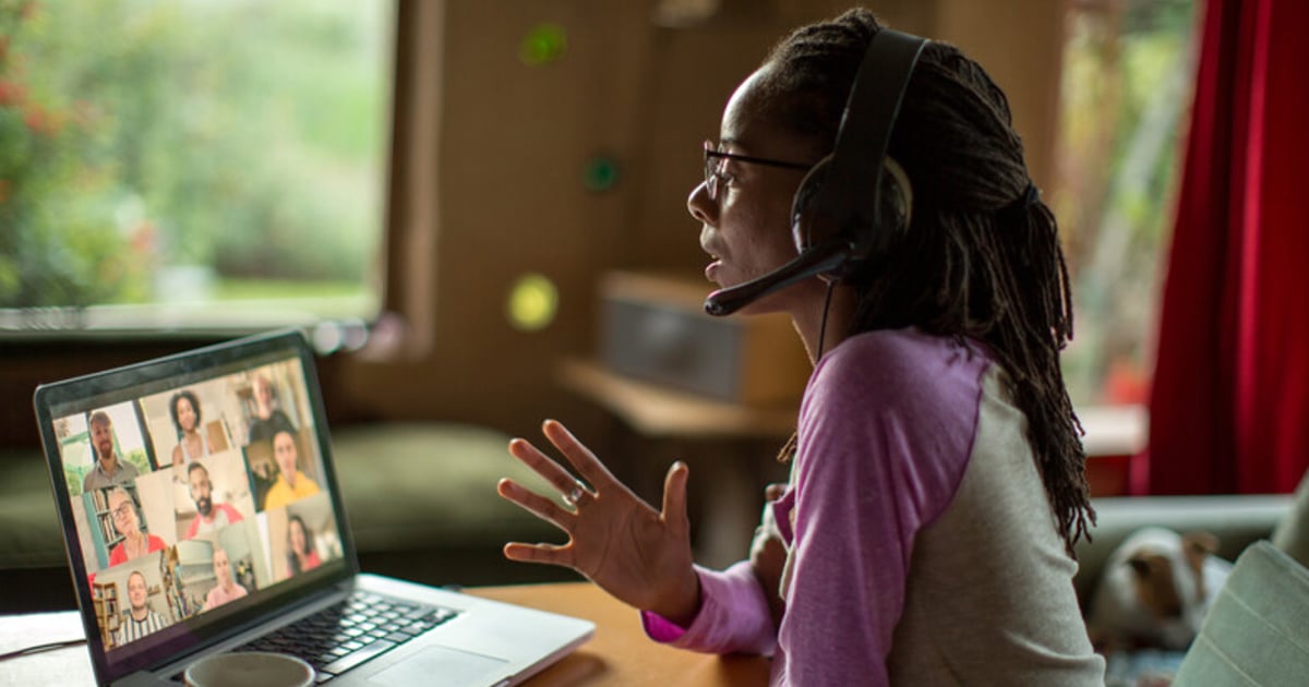 Community health worker holds conference call