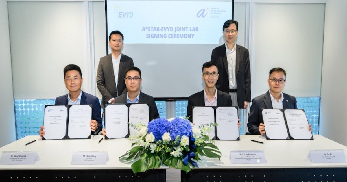 A*STAR and EVYD Technology officials pose during the launch of their joint lab