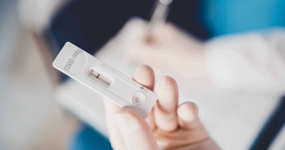 An at-home COVID test showing a negative result