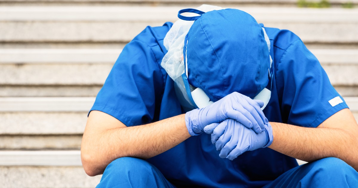 A burned-out clinician in PPE