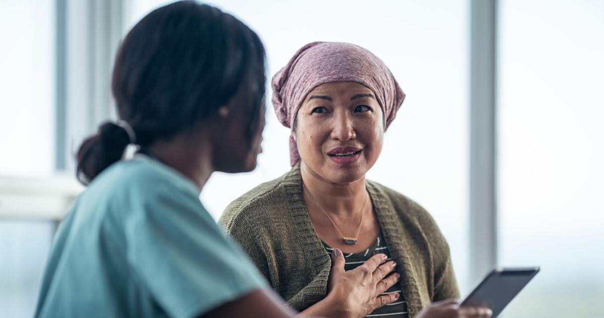 Cancer patient and doctor