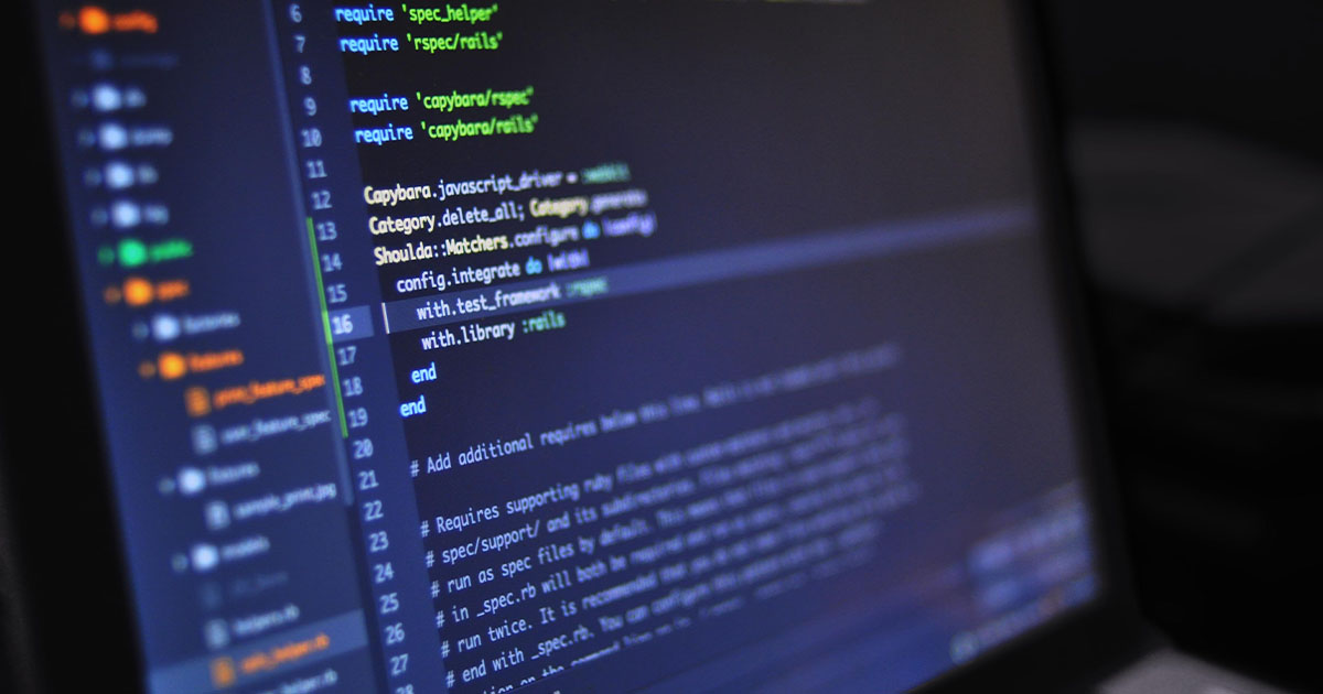 Software code on a screen
