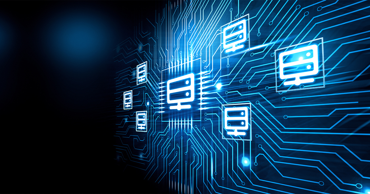 Blue circuitry visualizes