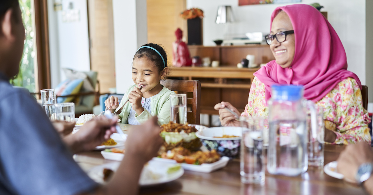 Family eating dinner