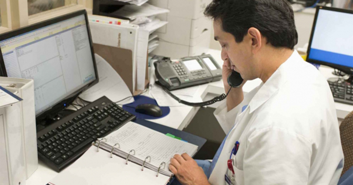 Doctor on phone