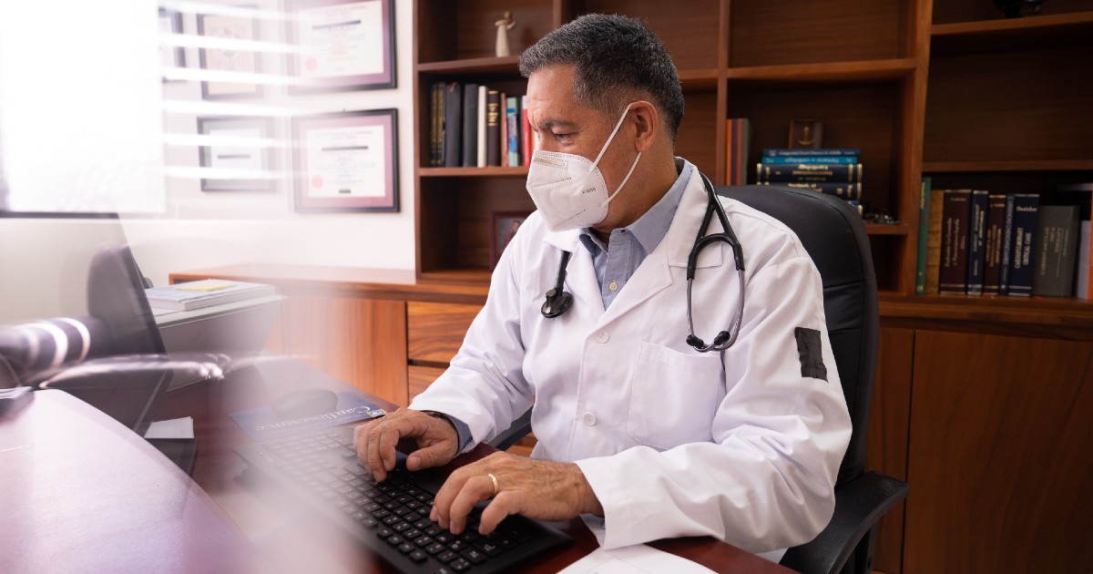 Doctor at computer