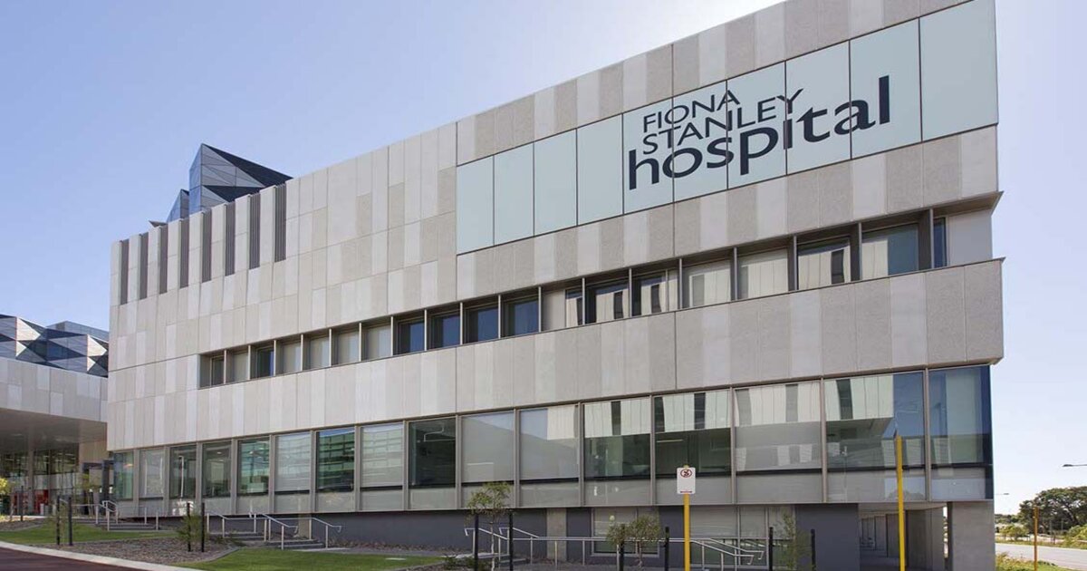 The facade of the Fiona Stanley Hospital in Perth, WA