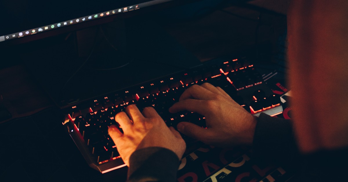 Hacker hands on a keyboard