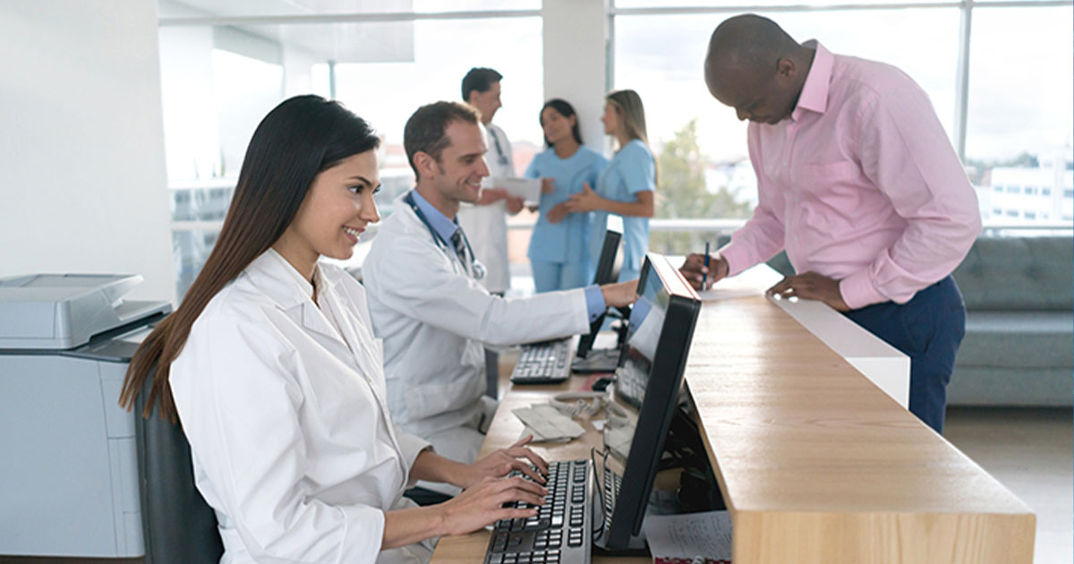 Patient checks in with healthcare provider