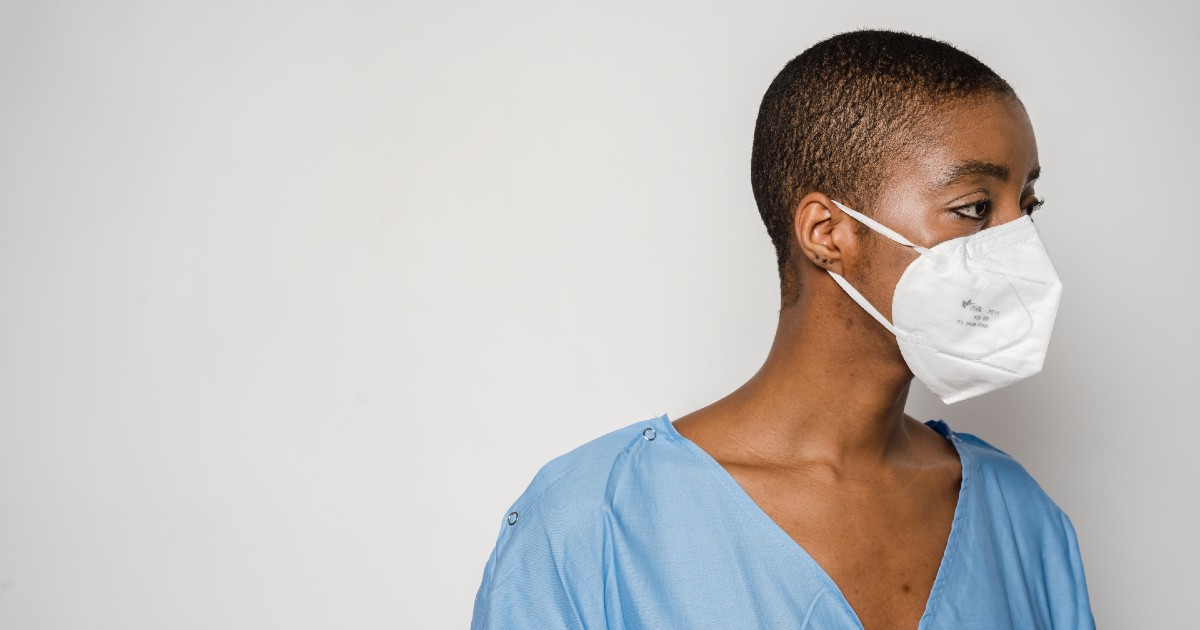Patient in a mask
