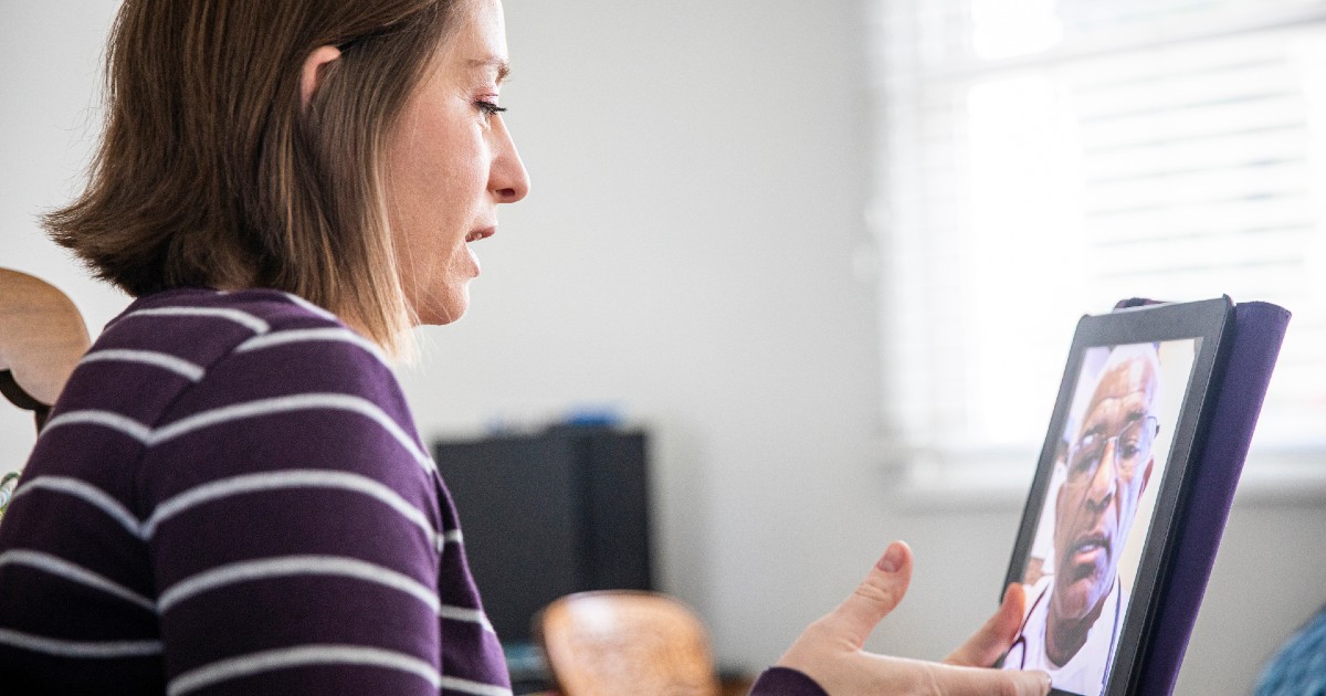 A patient consults with a doctor using telehealth