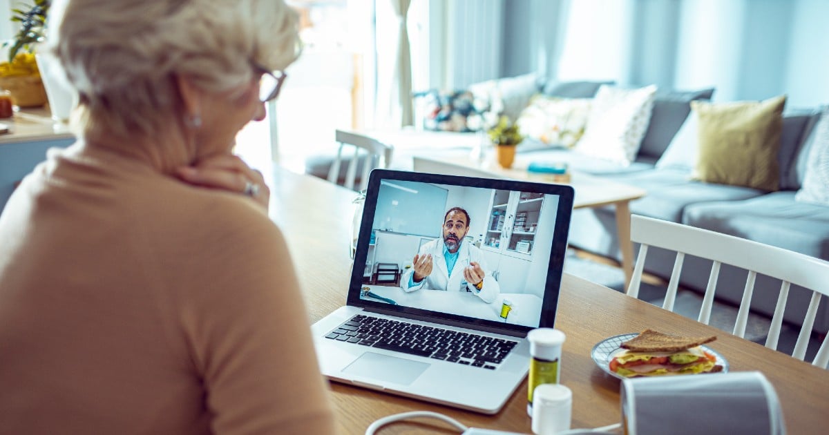 Patient watching telehealth video