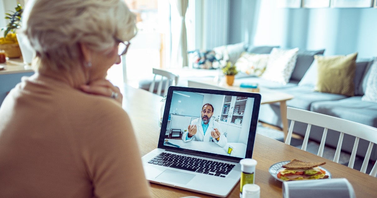 A patient looking at a computer