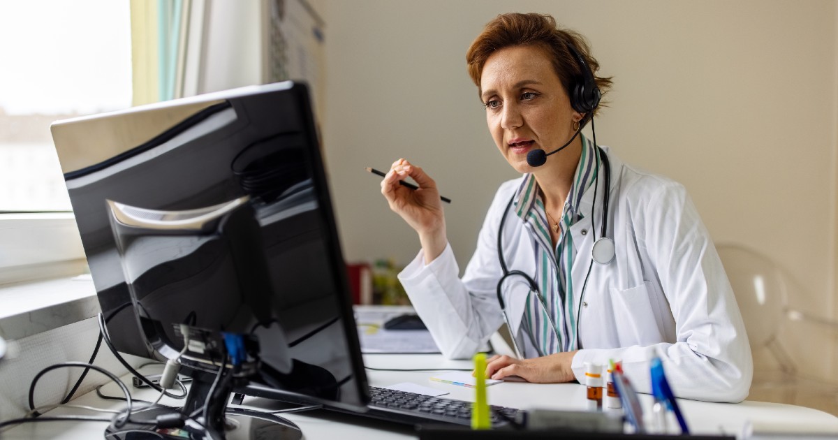 A doctor at a telemedicine appointment