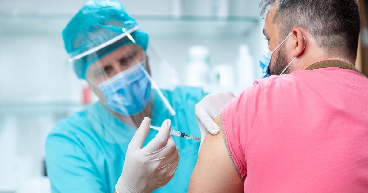 A patient receives a vaccine