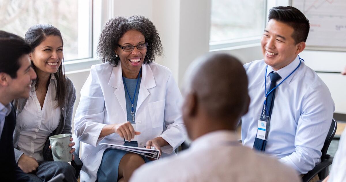 Healthcare workers in a meeting